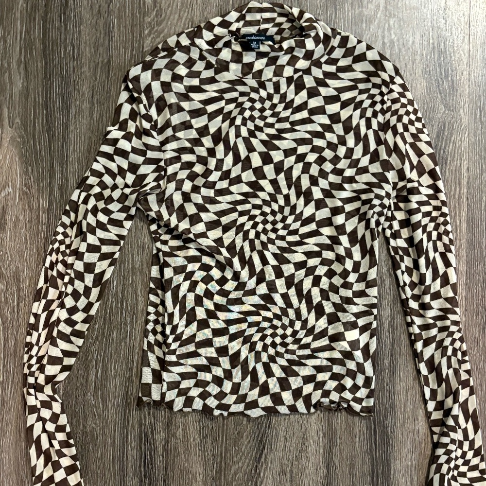 MOTF Optical Illusion Long Sleeve Sheer Top